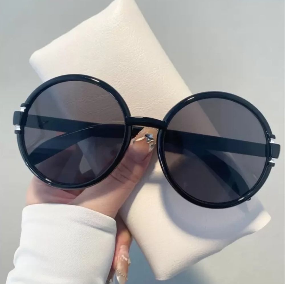 NEW Black Oversize Round Sunglasses Glasses